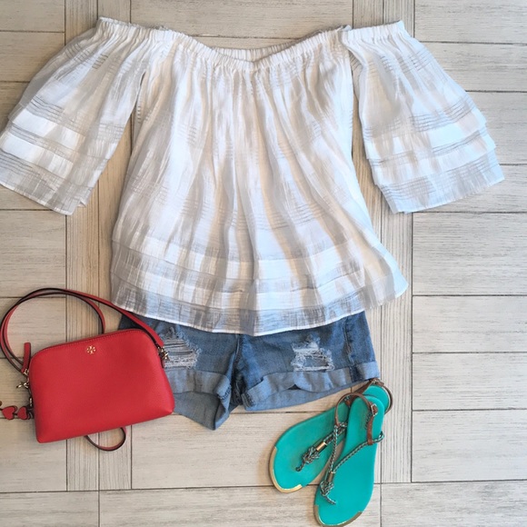 J.O.A. Tops - J.O.A. Tiered off the shoulder top